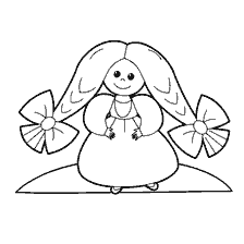 раскраска: Рисунок девочки с длинными косами и бантиками