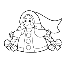 раскраска: Раскраска девочки в кокошнике с косичками