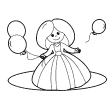 раскраска: Раскраска девочки с шариками для маленьких девочек