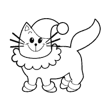 página para colorear: Colorear gatito con un sombrero y un cuello divertido