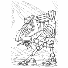 kleurplaat: Tekening van een gemechaniseerd gepantserd voertuig met een piloot uit de oorlog van de toekomst