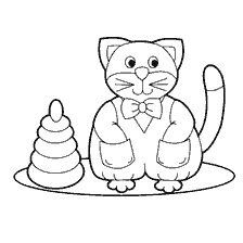 página para colorear: Colorear un gato con un juguete para ni&ntilde;os