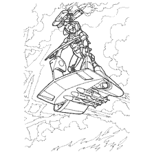 kleurplaat: Tekening door Glader uit de Oorlog van de Toekomst tegen de achtergrond van de wolken