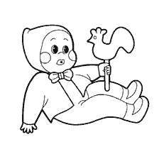 página para colorear: Un dibujo de un beb&eacute; con un gallo en sus manos
