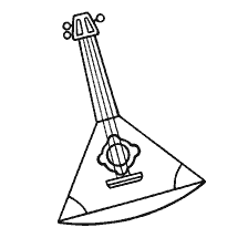 página para colorear: Coloración de un instrumento musical - Balalaika
