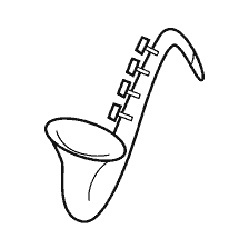 página para colorear: Imagen contorno del saxofón para colorear