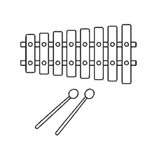 página para colorear: Imagen contorno de una grabadora de metal con palos.