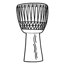página para colorear: Coloración de un instrumento musical Djembe