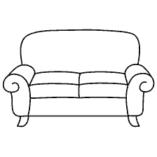 página para colorear: El contorno del sofá para la pintura