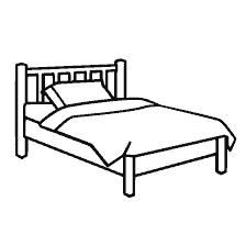 página para colorear: Imagen con muebles de colores - cama