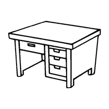 página para colorear: Dibujo contorno de la mesa con cajones para colorear