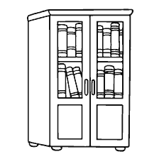 página para colorear: Imagen contorno de una librería con libros