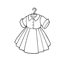 página para colorear: Colorear el vestido en la percha