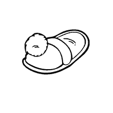 página para colorear: Dibujo de una zapatilla de pompón