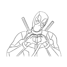 pagina da colorare: La colorazione di Deadpool con un cuore