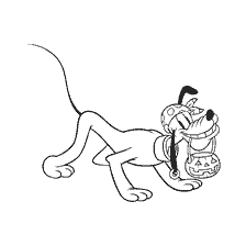 página para colorir: Cão de Pateta com uma lanterna de Halloween