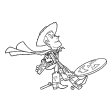 página para colorir: Xerife Woody em traje de Halloween com abóbora