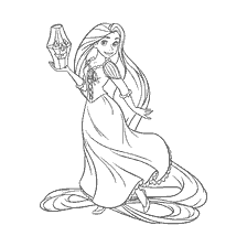 página para colorir: Colorir Rapunzel no Halloween com uma lanterna