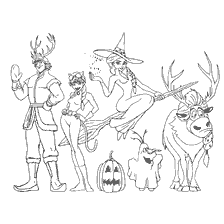 página para colorir: Colorir Halloween com heróis em trajes