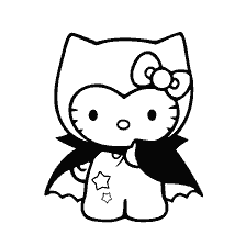 página para colorir: Halloween Kitty vestido como um vampiro