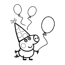 coloring page: George in a festive hat with balls