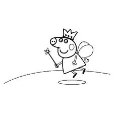 coloring page: Pippa Pig dressed as a fairy with a magic wand
