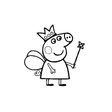coloring page: Pippa Pig dressed as a fairy with a magic wand