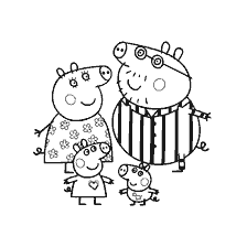 coloring page: Coloring Peppa Pig with her family