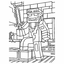 kleurplaat: Het kleuren van een Minecraft speler met een zwaard