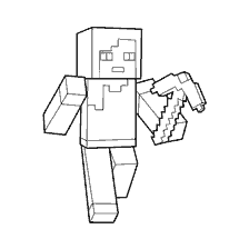 kleurplaat: Kleuren Alex van Minecraft met een pikhouweel