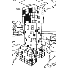 kleurplaat: Cryper van Minecraft in kleuring