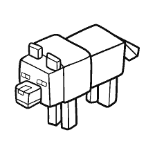 kleurplaat: Kleuren van de wolf uit het spel Minecraft