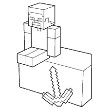 kleurplaat: Kleuren speler met een pickaxe van Minecraft