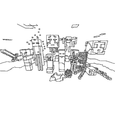 kleurplaat: Lineaire kleuren met mobs uit het spel Minecraft