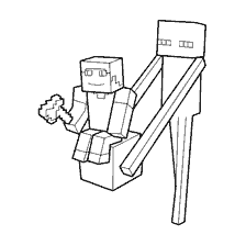 kleurplaat: Kleuren Minecraft: De zwerver van de rand en Steve