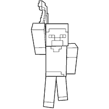 kleurplaat: Herobrin van Minecraft kleuren met een pikhouweel