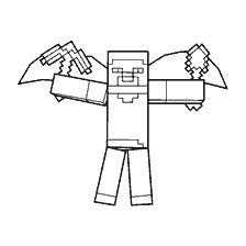 kleurplaat: Herobrin kleuren met vleugels in de stijl van Minecraft