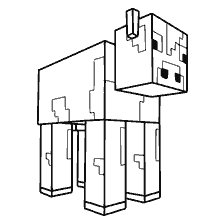 kleurplaat: Kleuren van een koe uit het spel Minecraft
