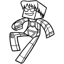 kleurplaat: Een personage van Minecraft in beweging kleuren