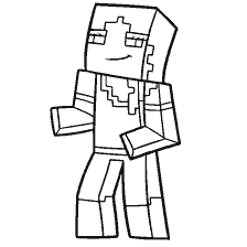 kleurplaat: Alex van Minecraft dansen op het kleurboek