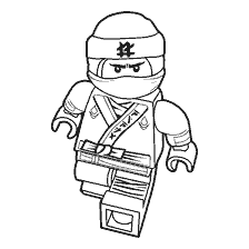 coloriage: Coloration Lego Ninjago avec un ninja dans une pose de combat