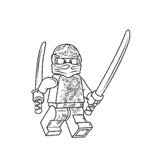 coloriage: Dessin de Kai Nrg de Lego Ninjago avec des épées