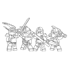coloriage: Héros de Lego Ninjago avec épées en main