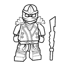 coloriage: Lego Ninjago - un dessin pour colorer un personnage ninja avec une arme
