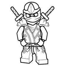 coloriage: Coloration du personnage Lego Ninjago avec des épées