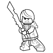 coloriage: Colorer Lego Ninjago avec un guerrier dans une posture de combat