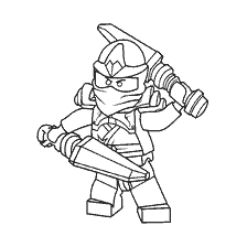 coloriage: Coloration du personnage Lego Ninjago avec une épée et un bouclier