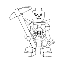coloriage: Coloration squelette Lego de Ninjago avec pioche