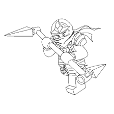 coloriage: Coloration Lego Ninjago personnage avec une lance