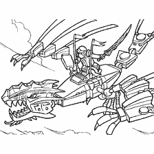 coloriage: Coloration Lego Ninjago avec Dragon et Ninja